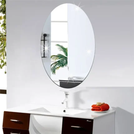 Oval Bathroom House Mirror Acrylic Wall Stickers 20×30cm