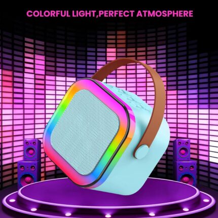 AK Come K12 Portable Bluetooth Karaoke Speaker with RGB Lights & Controllable Battery – Mini Loud Speaker for Kids, Girls, and Boys | Perfect Gift for Family Parties and Karaoke Fun ( Without Mic )