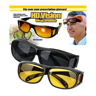 1 Pieces HD Day & Night Vision Wrap Around Glasses | NIGHT VISION GLASSES FOR MEN | Car Anti-Glare Goggles Sunglasses Man Motorcycle Driving Glasses