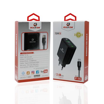 Maxon  F-15 Type C Charger 2.4A Output,Type C Charger With Fast Charging