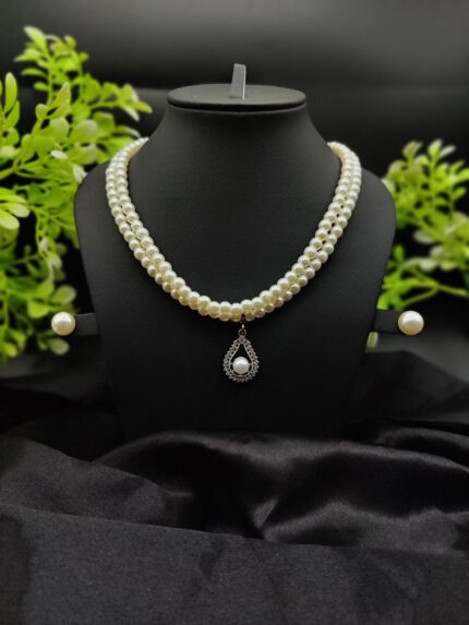Imported Exquisite Pearl Necklace Set with Radiant Pendant & Earrings 🌟 | Best Quality Necklace For Girls & Women